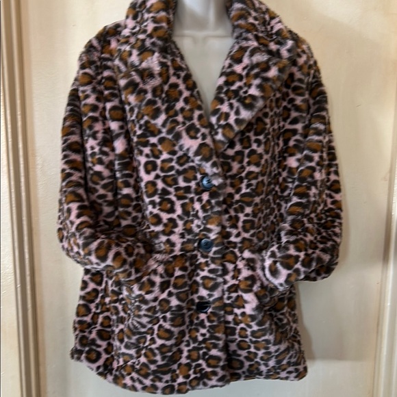 PJ Salvage Pink and Brown Teddy Jacket Plush Faux Fur size S - Picture 6 of 12